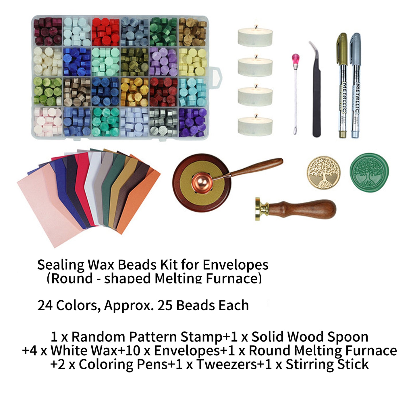 Octagonal Sealing Wax Beads - 24-Grid Set