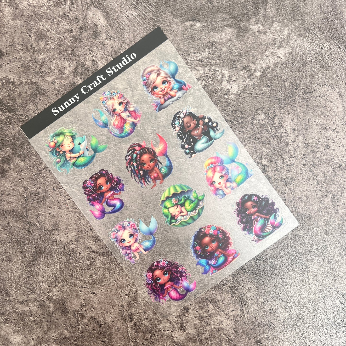 20--- Baby Mermaid PET Sticker 1 Pcs