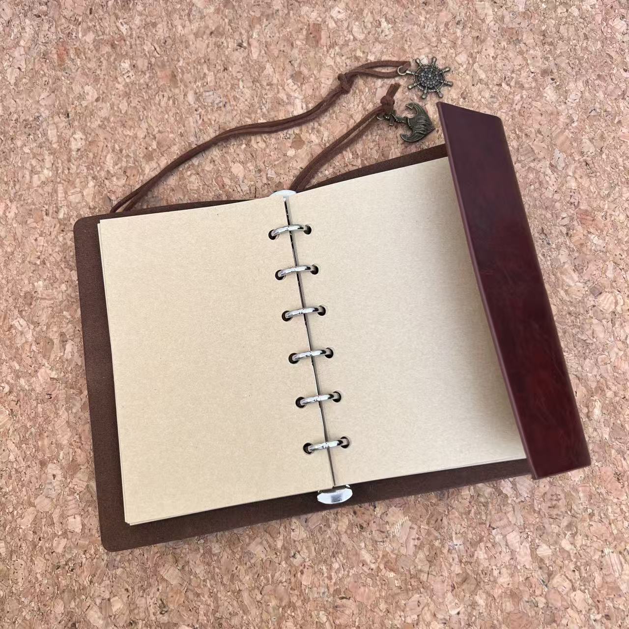 A7 Vintage Red Loop Binder Notebook ( Including Inner Pages )