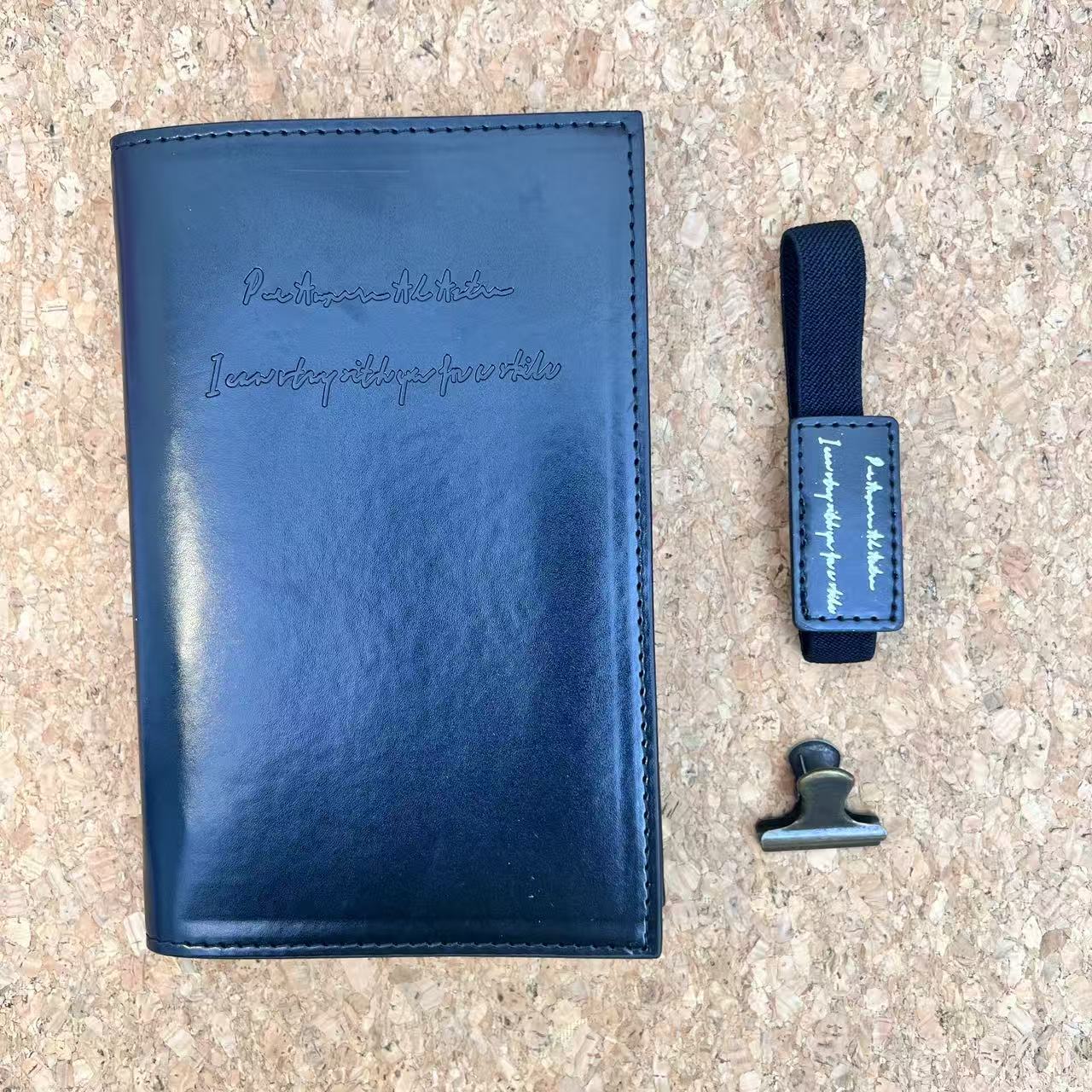 A6 Black Loop Binder Notebook(Including Inner Pages + Clips + Straps)