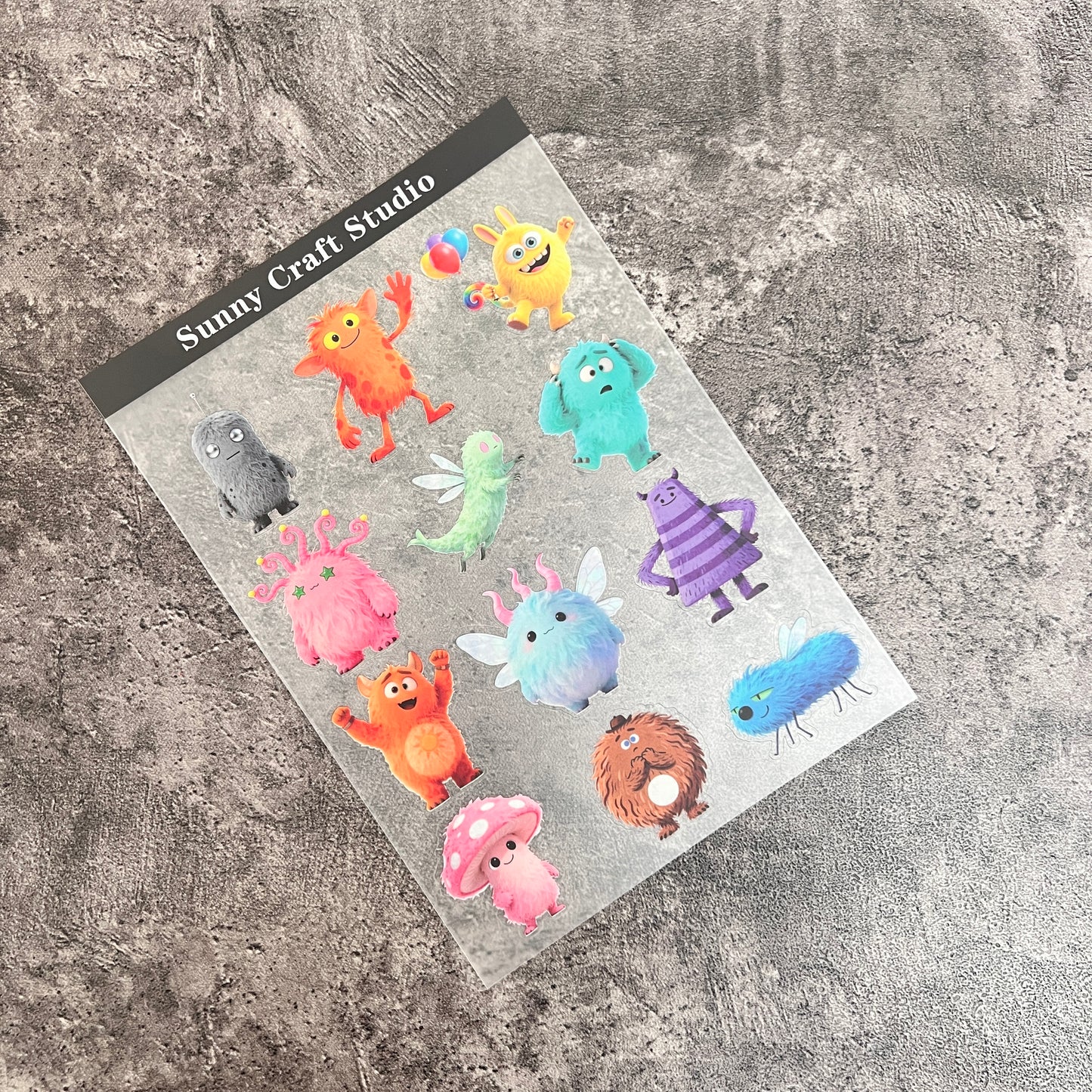 10---Cute monsters PET Stickers 1 Pcs
