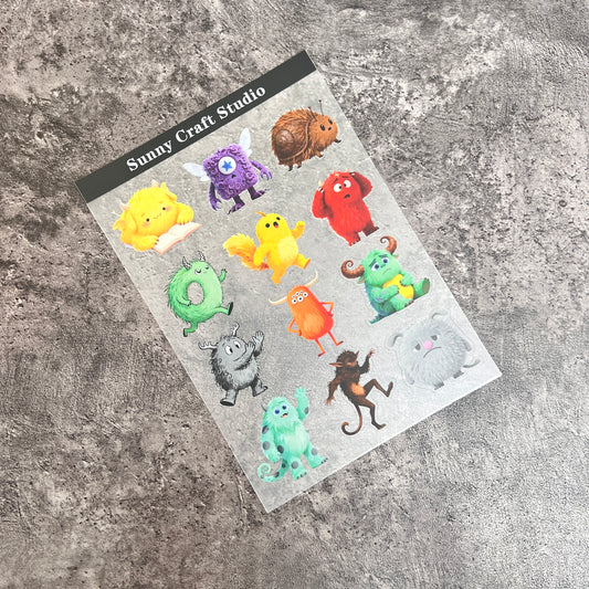 03---Cute monsters PET Stickers 1 Pcs