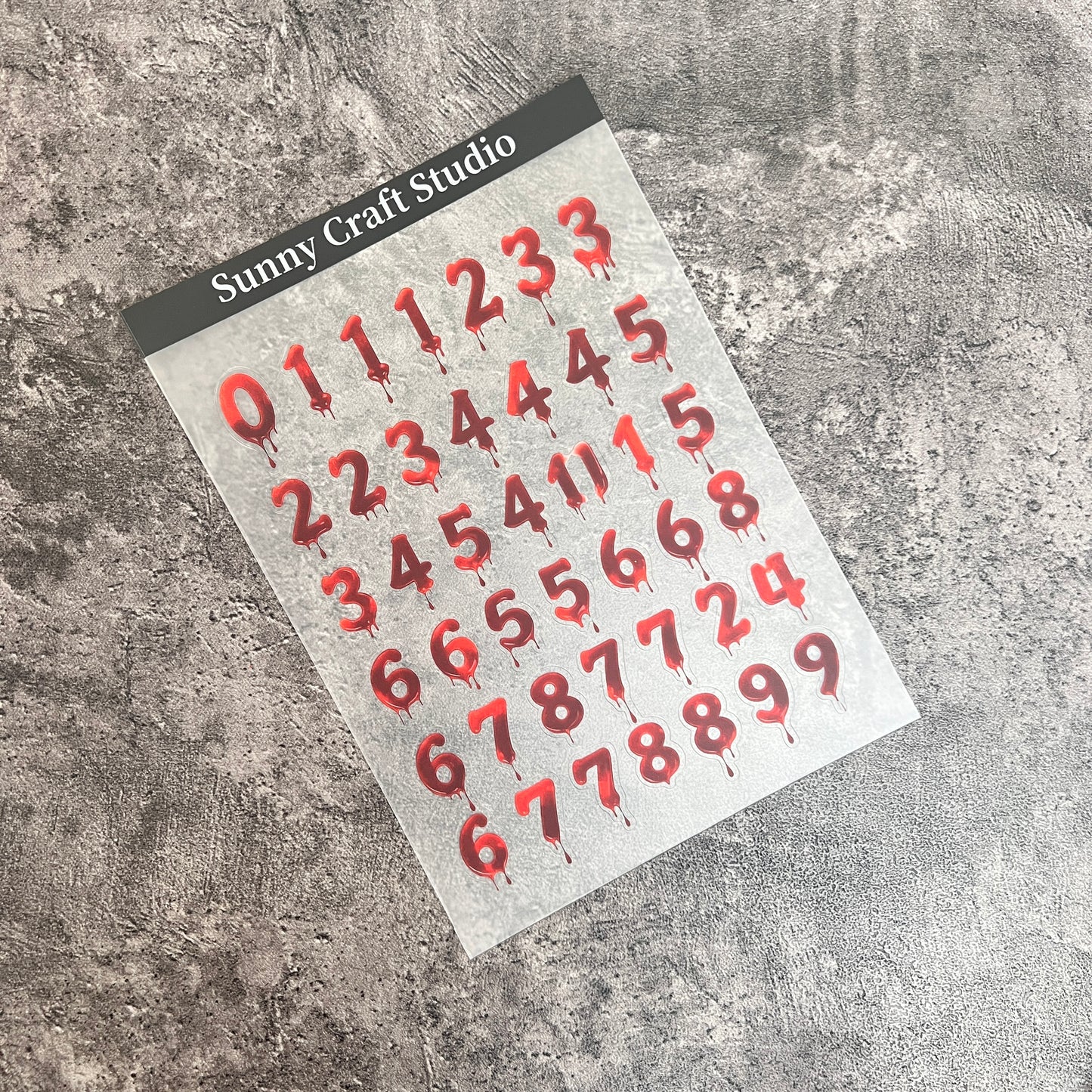 27--- Bleeding Numbers PET Sticker 1 Pcs