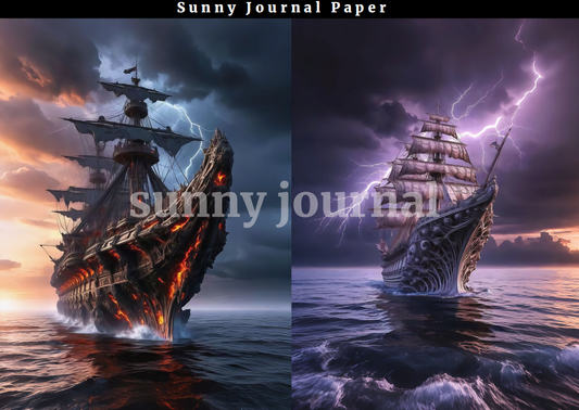 14-Sailboat and Ocean A5 Paper 10 pcs no repeat