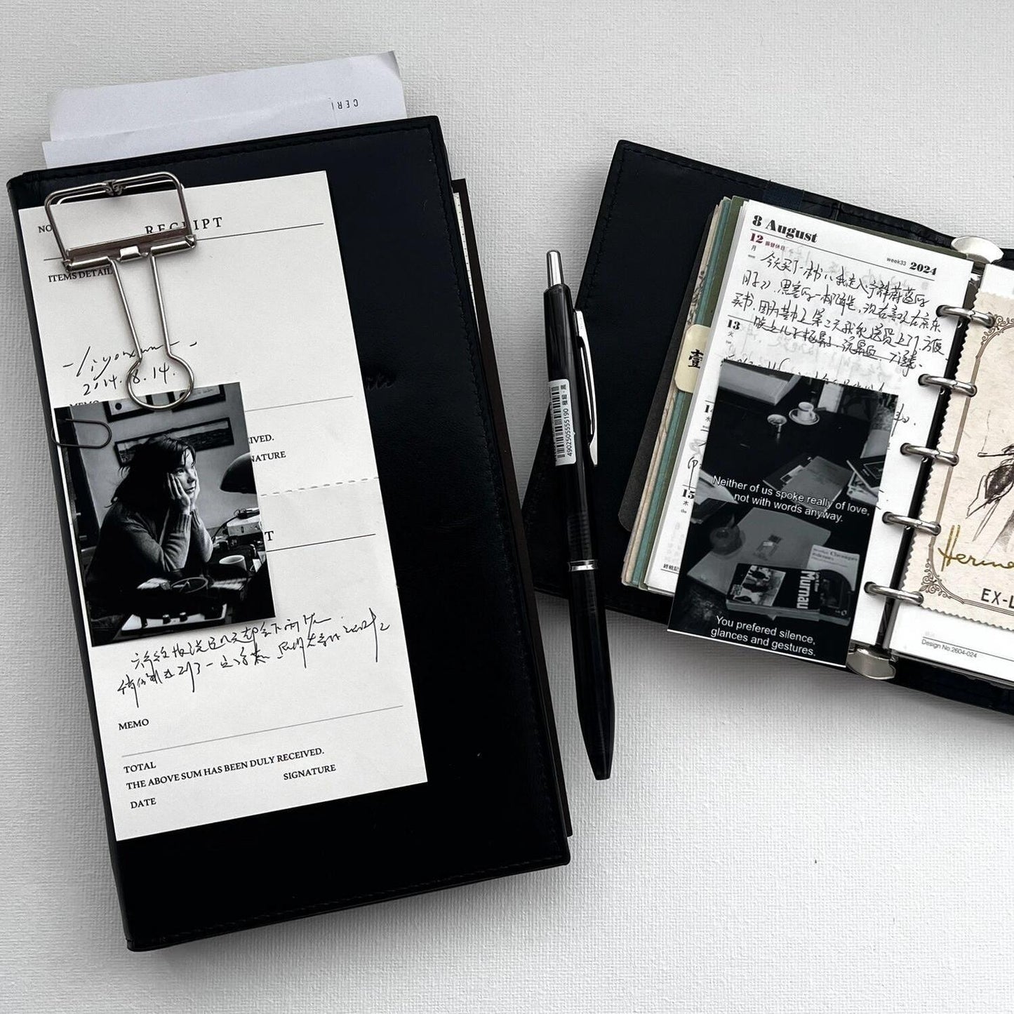 A6 Black Loop Binder Notebook(Including Inner Pages + Clips + Straps)
