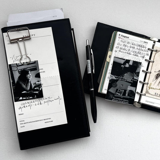 A6 Black Loop Binder Notebook(Including Inner Pages + Clips + Straps)