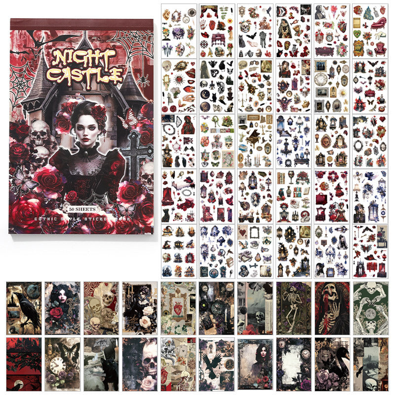 Sticker Book---Vintage Horror Theme《Gloomy Castle》