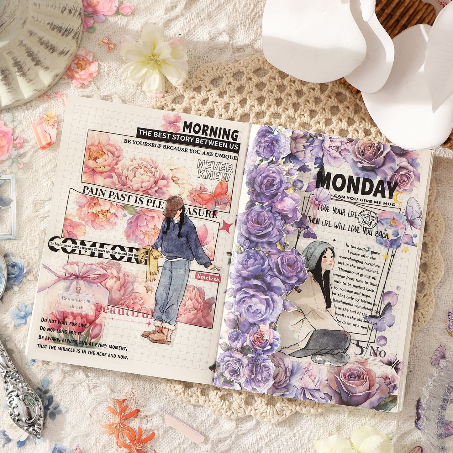 Sticker Book---Floral Theme《Flower Notes & Quotes Series》