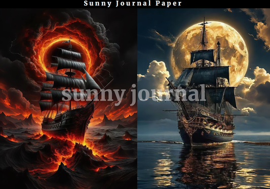 14-Sailboat and Ocean A5 Paper 10 pcs no repeat