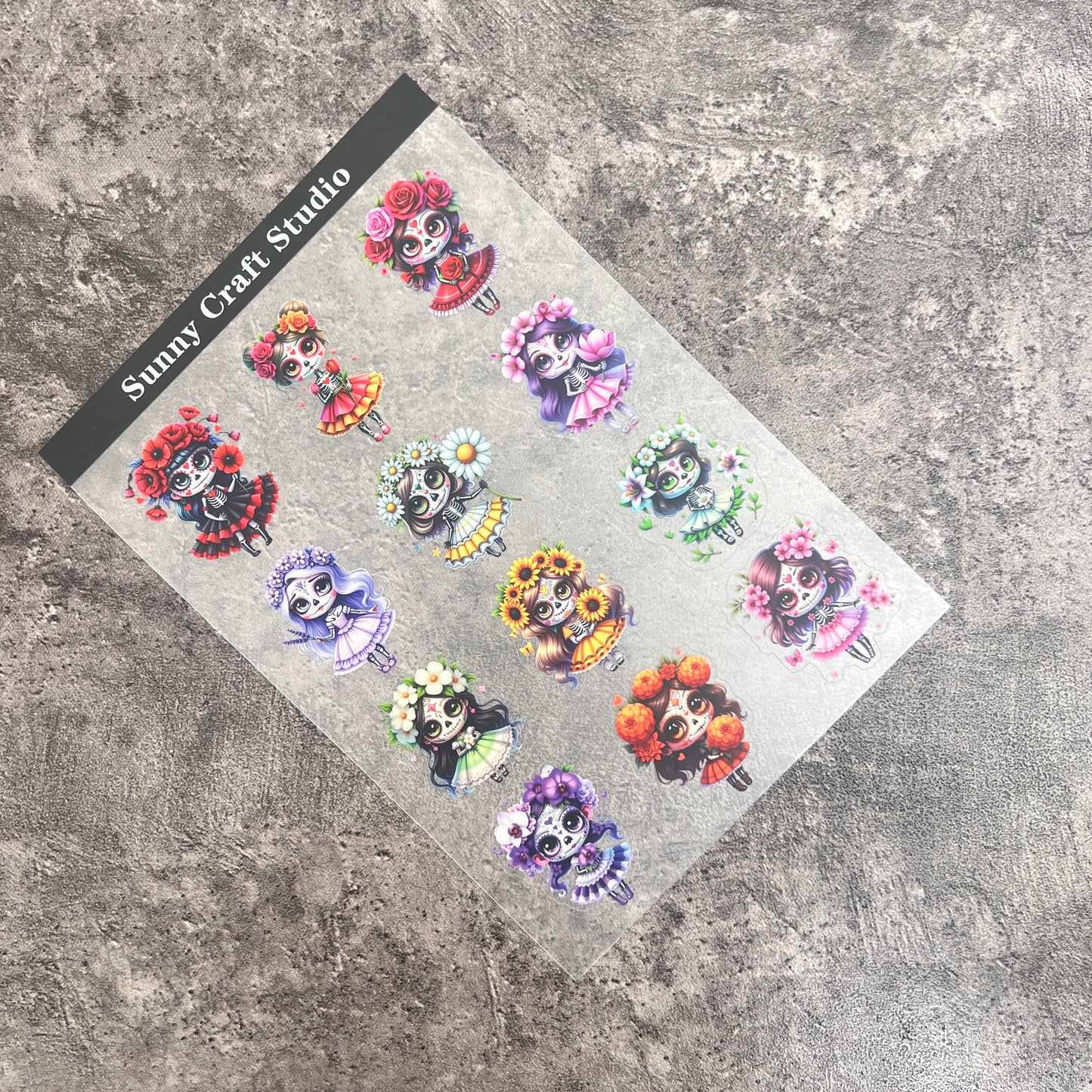 16---Skeleton Girl PET Sticker 1 Pcs