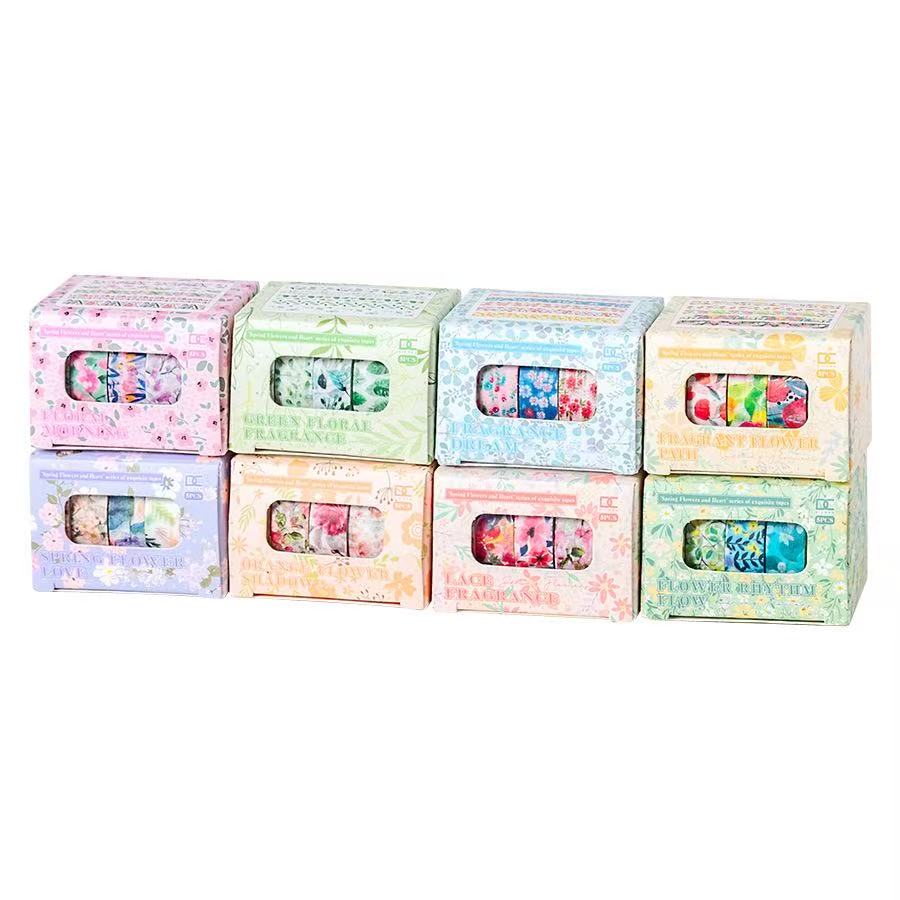 Washi Tape Set Spring Flowers Collection 5 pcs rolls