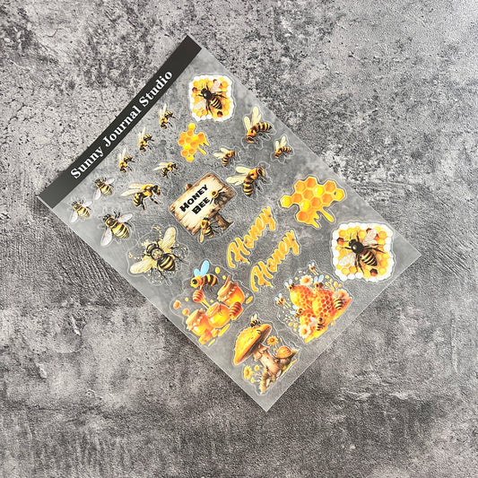 40--Honey and Bees PET Sticker 1 Pcs