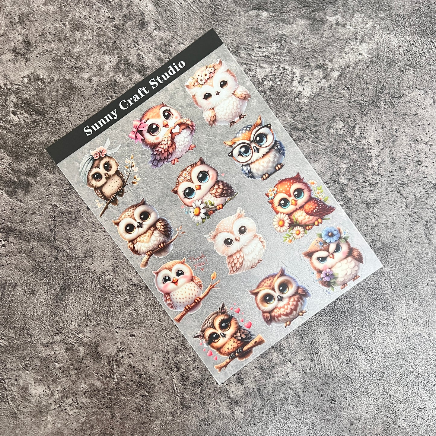 11---Owl PET Sticker 1 Pcs