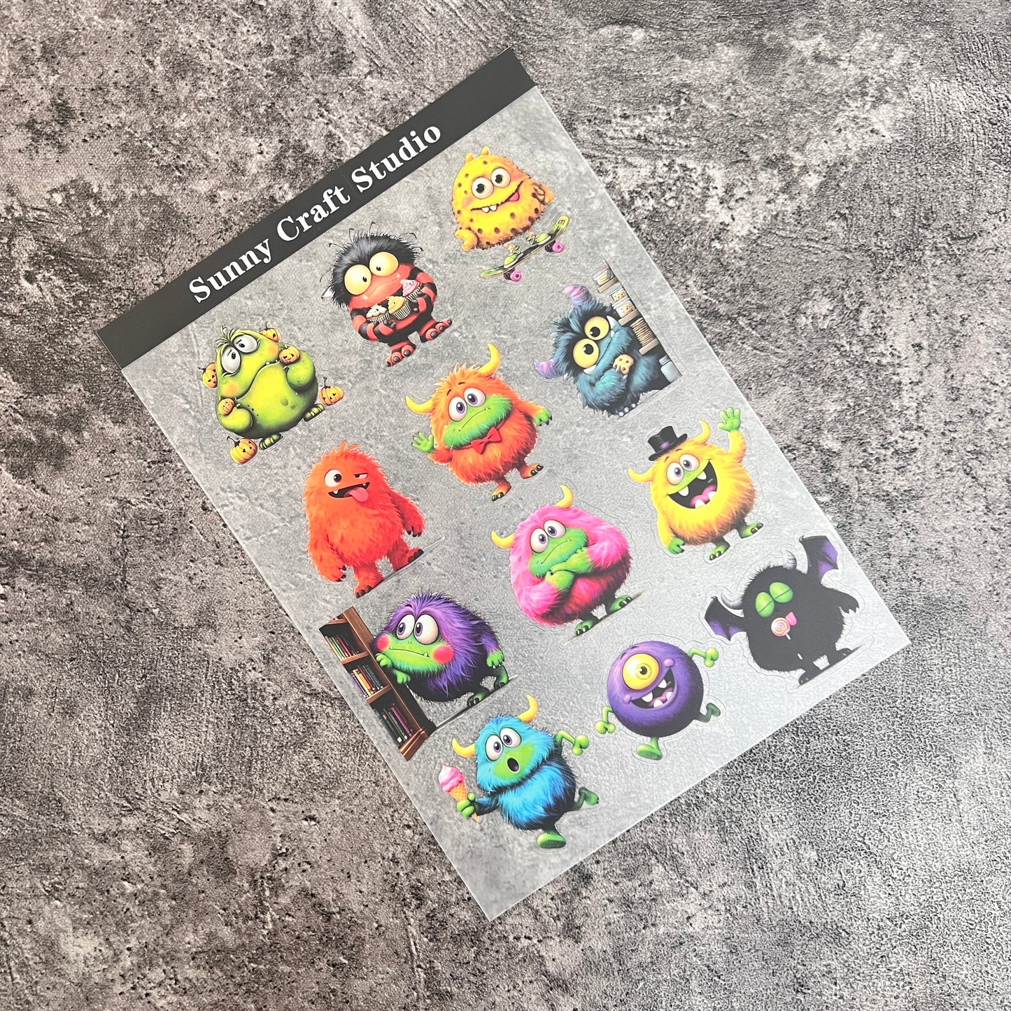 08---Cute monsters PET Stickers 1 Pcs