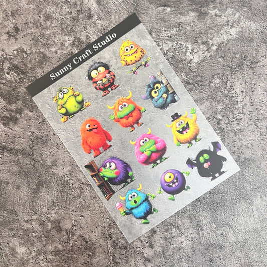 08---Cute monsters PET Stickers 1 Pcs