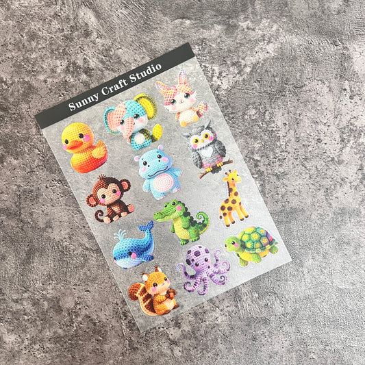 13---Knitted Animal PET Sticker 1 Pcs