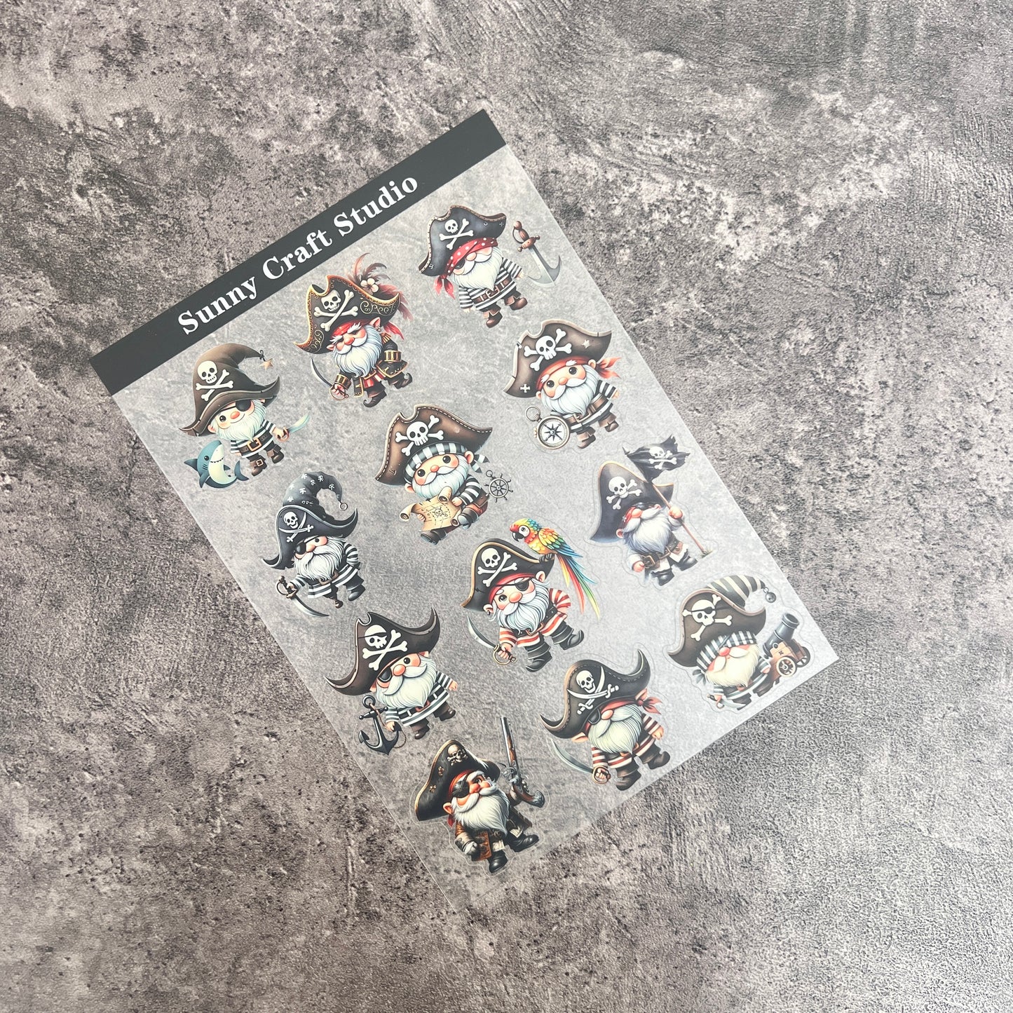 22--- Gnome Pirate PET Sticker 1 Pcs