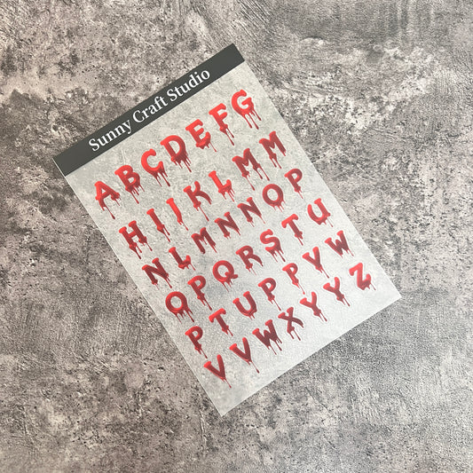 28--- Bleeding Letters PET Sticker 1 Pcs