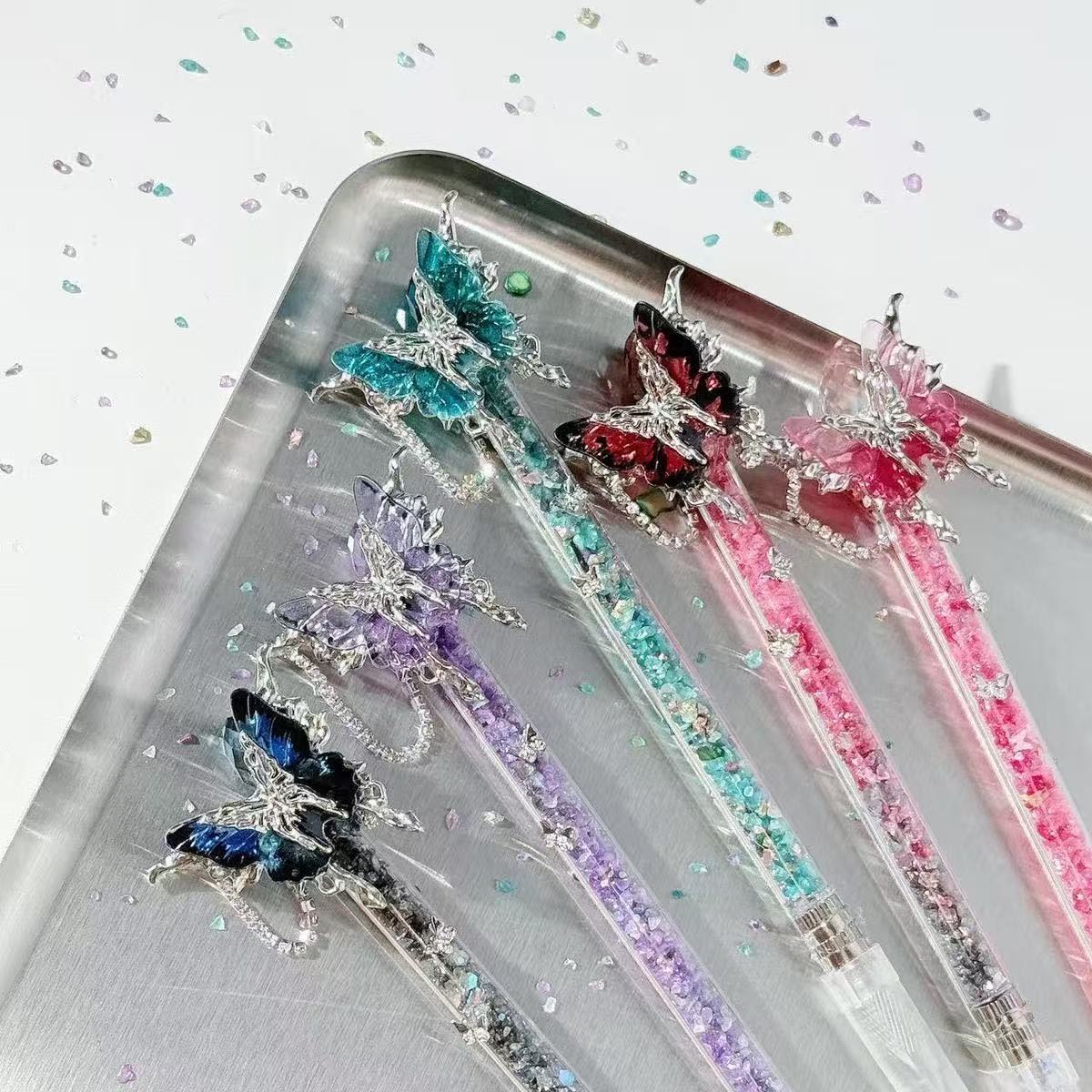 Handmade Knife-Crystal Butterfly Flower Pen Cutter for Journaling