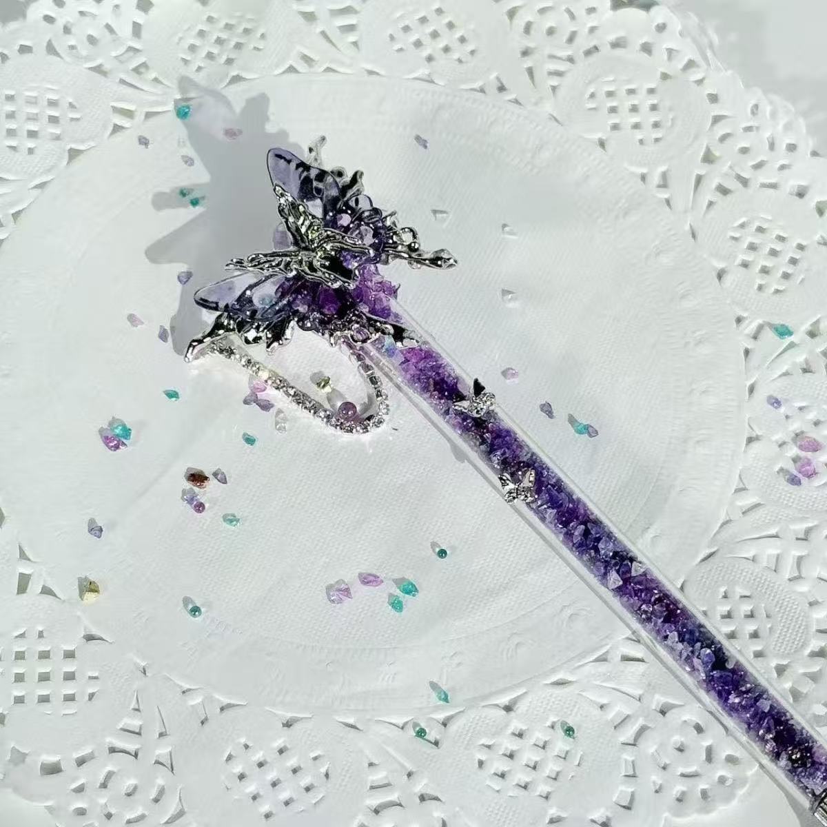 Handmade Knife-Crystal Butterfly Flower Pen Cutter for Journaling