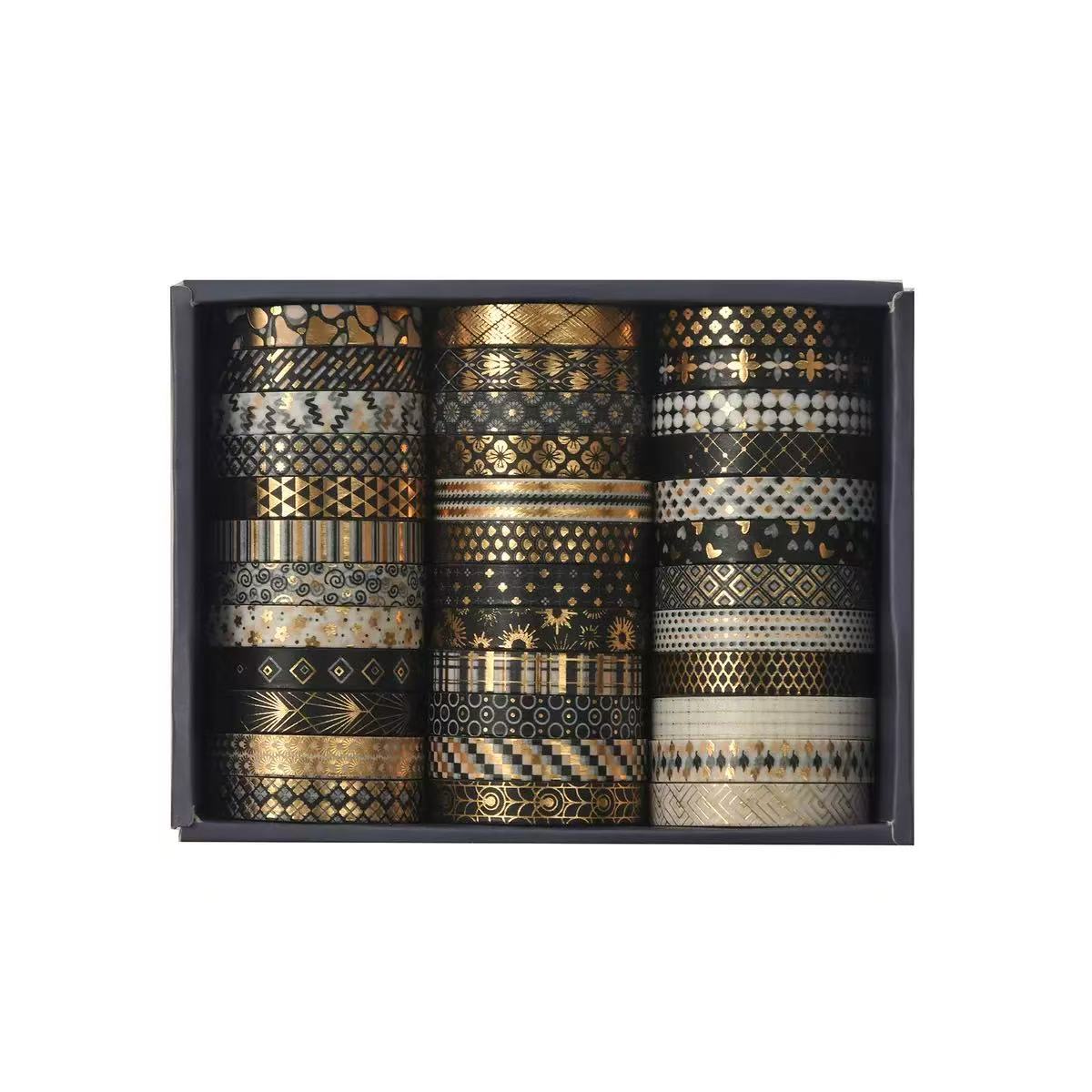 Washi Tape Vintage Heartfelt Series Black Gold Foil 36 Rolls 0.7cm