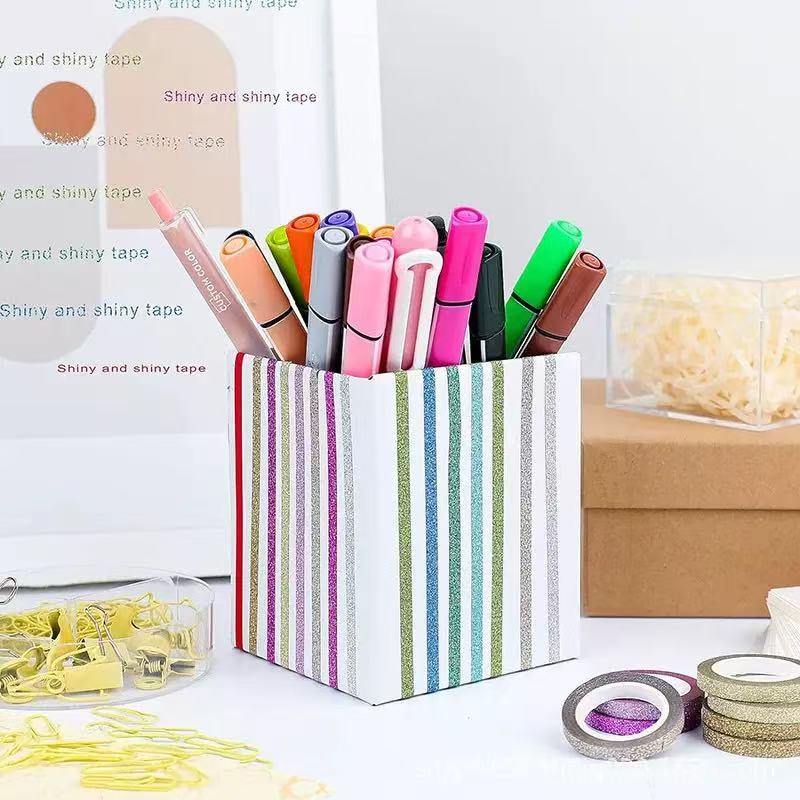 Washi Tape Set Ultra-Thin Hnad Tearable MIni Strips Glitter Colorful 12 pcs rolls