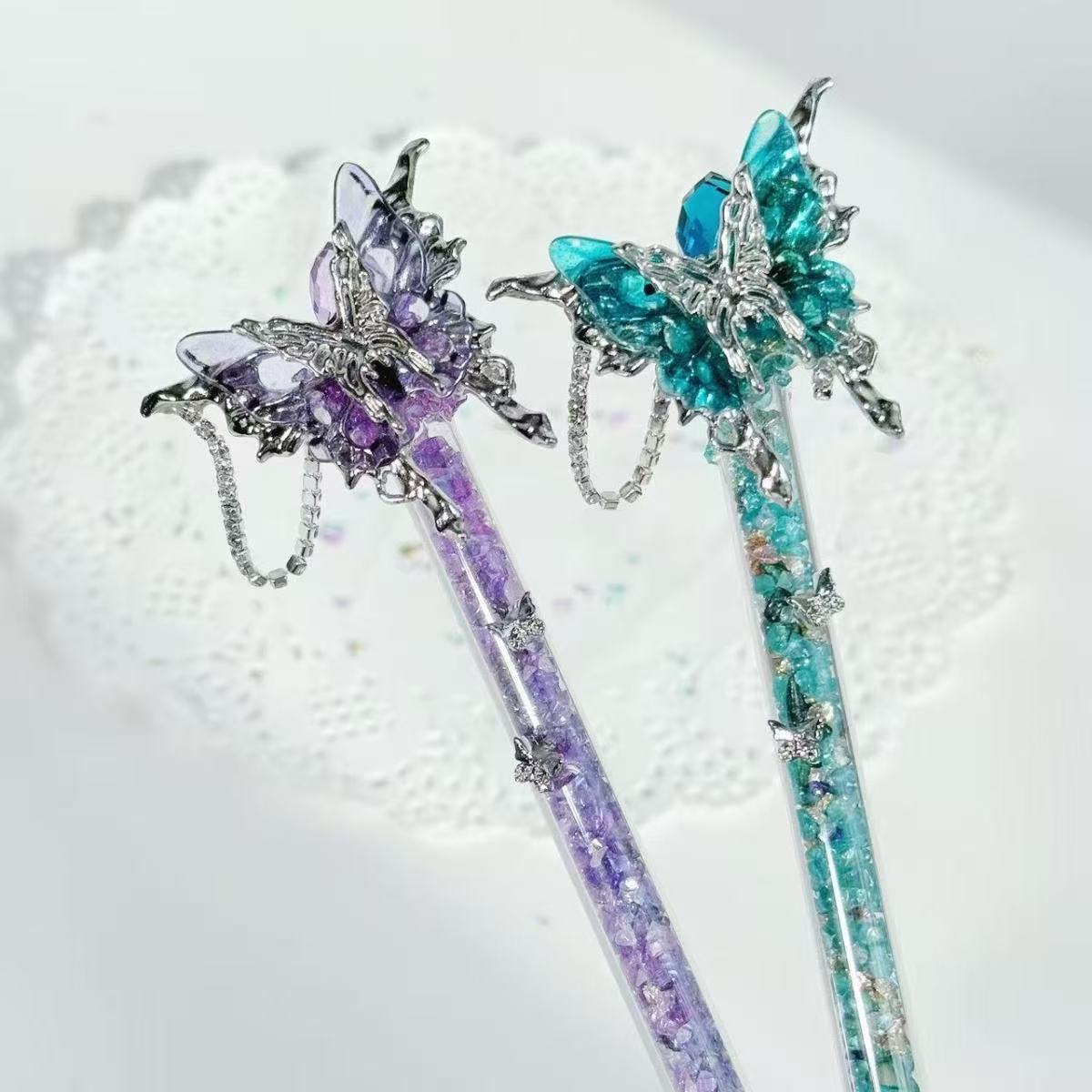 Handmade Knife-Crystal Butterfly Flower Pen Cutter for Journaling