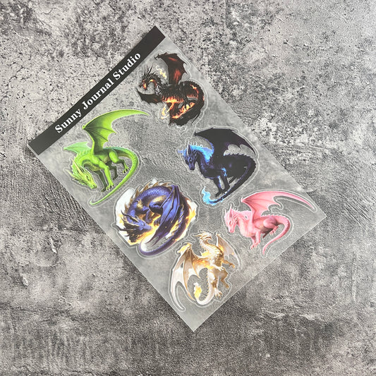44--Colorful Dragon PET Sticker 1 Pcs