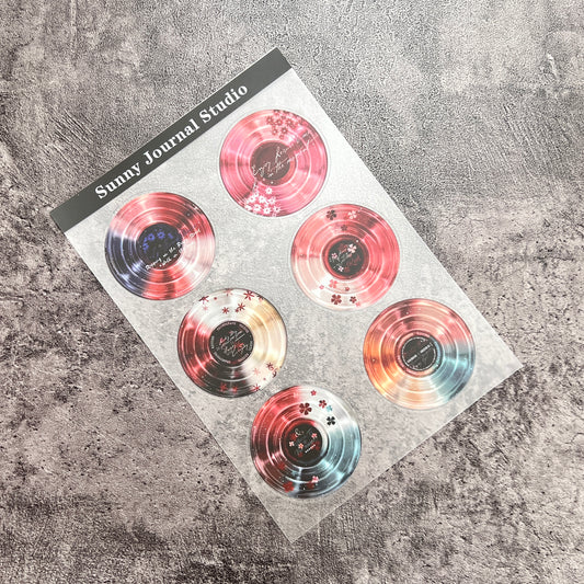 35-- Sakura Red CD PET Sticker 1 Pcs