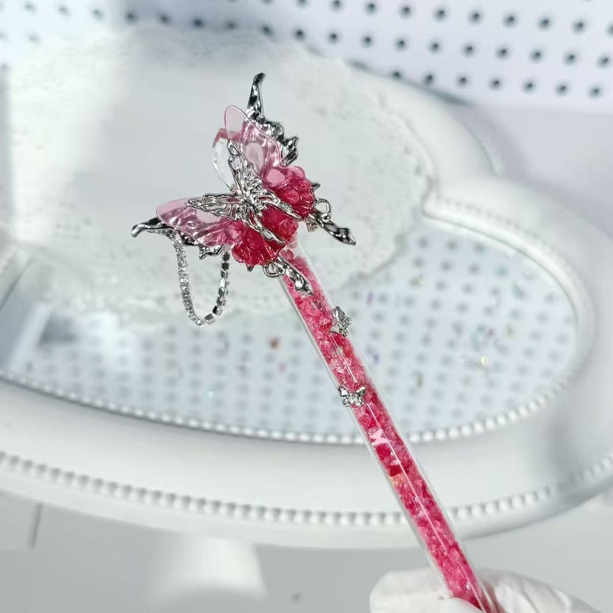 Handmade Knife-Crystal Butterfly Flower Pen Cutter for Journaling