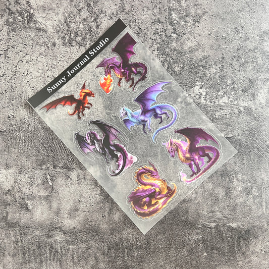 45--Purple Dragon PET Sticker 1 Pcs