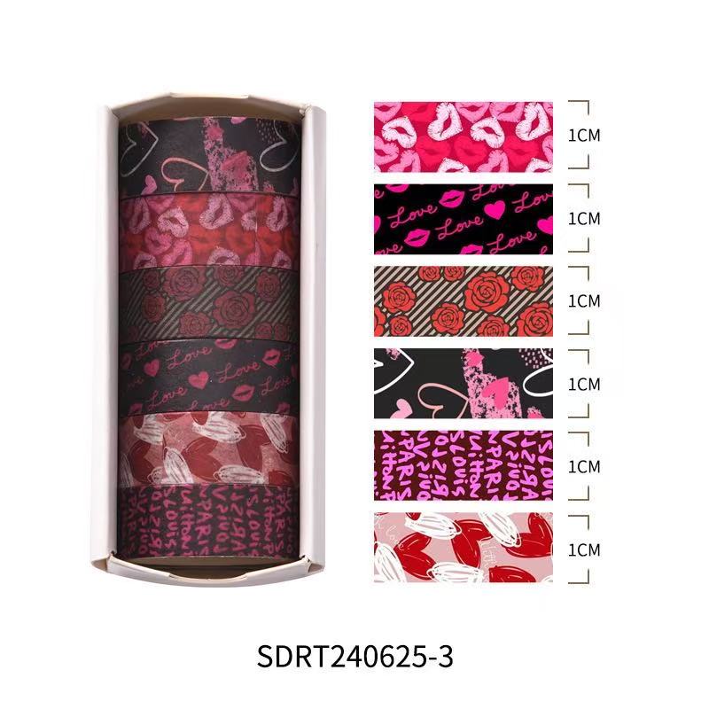 Washi Tape Set Valentine's Day 6 pcs rolls